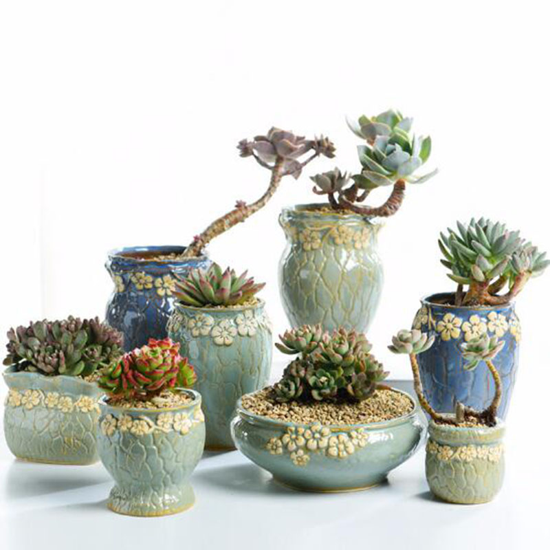 Echeveria Succulent - Succulent พืชกระถางดอกไม้ขนาดกลางและขนาดเล็กแจกันดอกไม้ Retro หม้อสร้างสรรค์งานฝีมือเดสก์ท็อปเครื่องประดับประดับชาวไร่