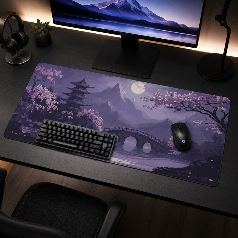 Tradescantia Purple - แผ่นรองเมาส์เกมเมอร์สีม่วง Moonlit XL ขนาดใหญ่ HD แผ่นรองเมาส์คอมพิวเตอร์